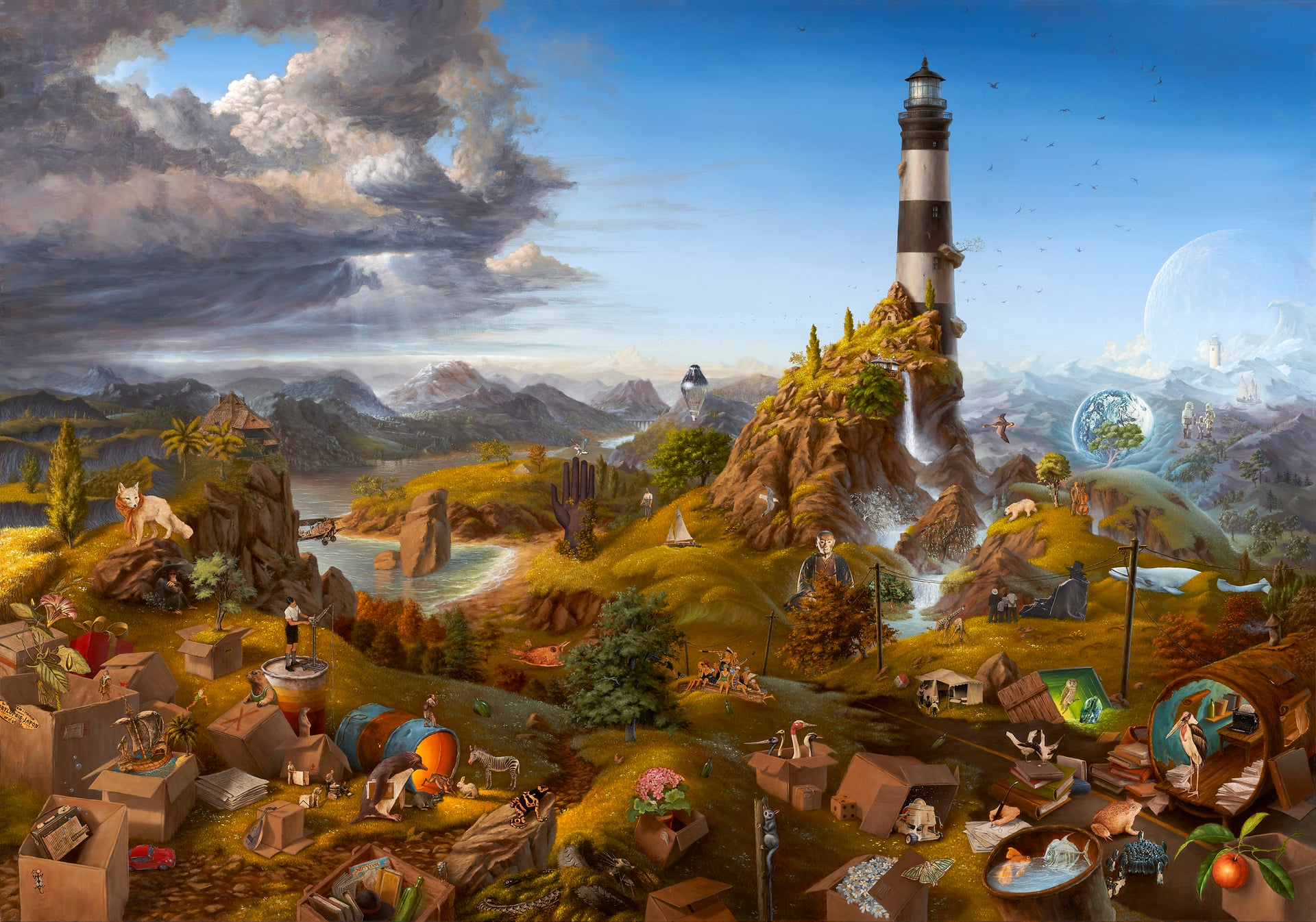 Distant Terram - Huile et collages sur toile, 2019 par JanMar