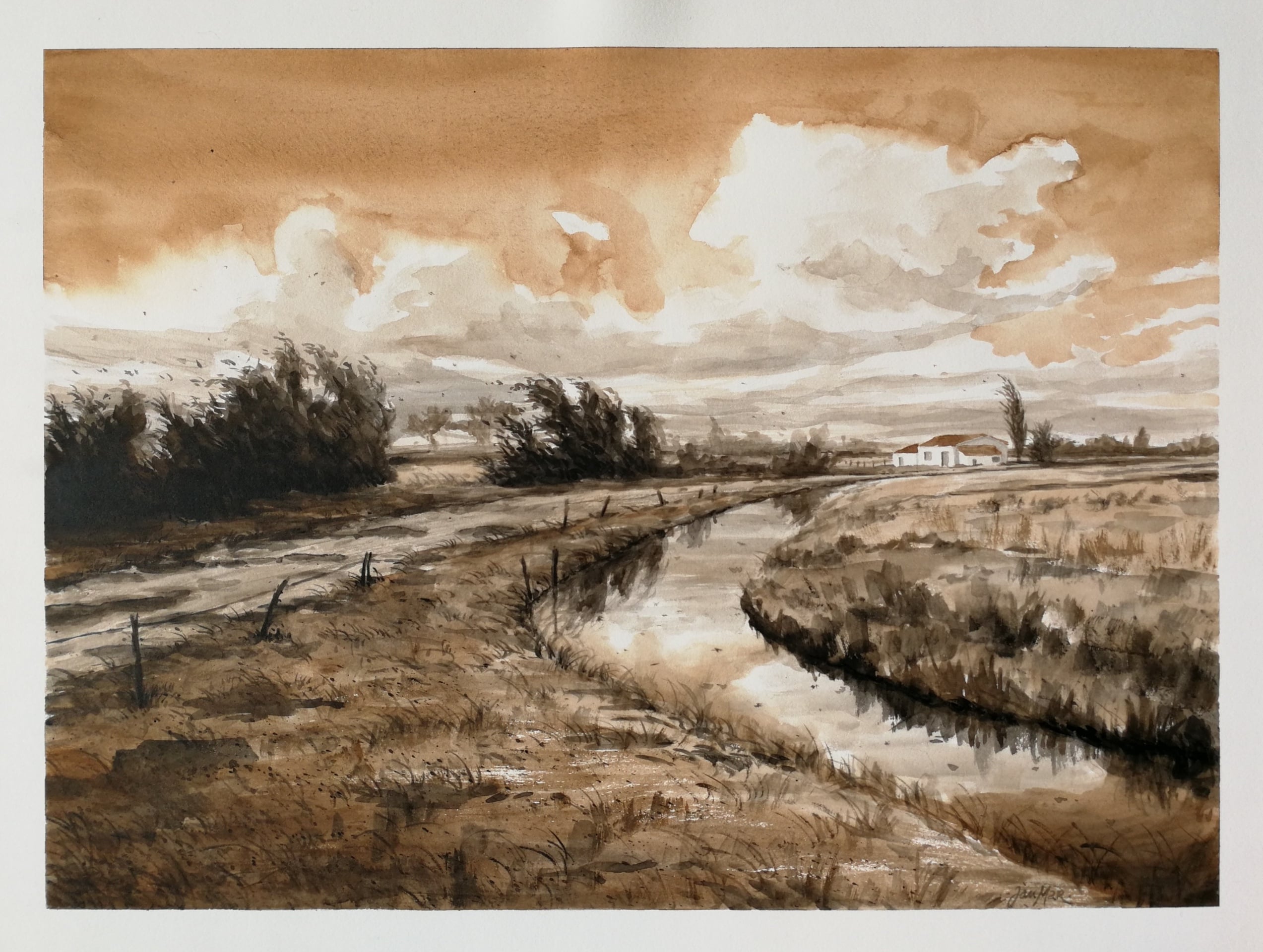 Coup de vent - Aquarelle sur papier, 2024 par JanMar