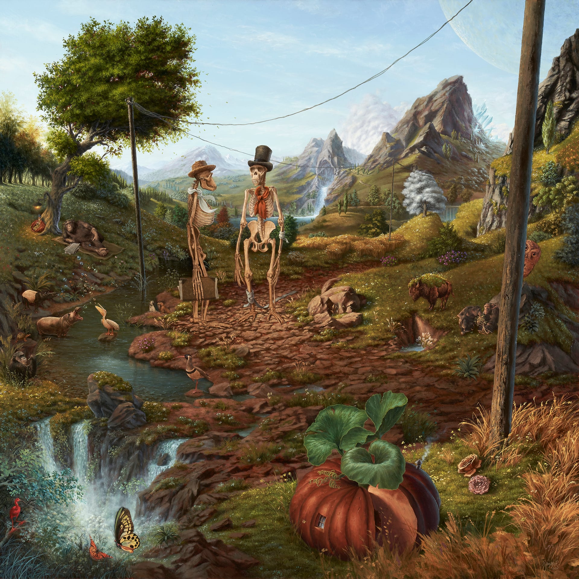 La montée des Os - Huile et collages sur toile, 2020 par JanMar