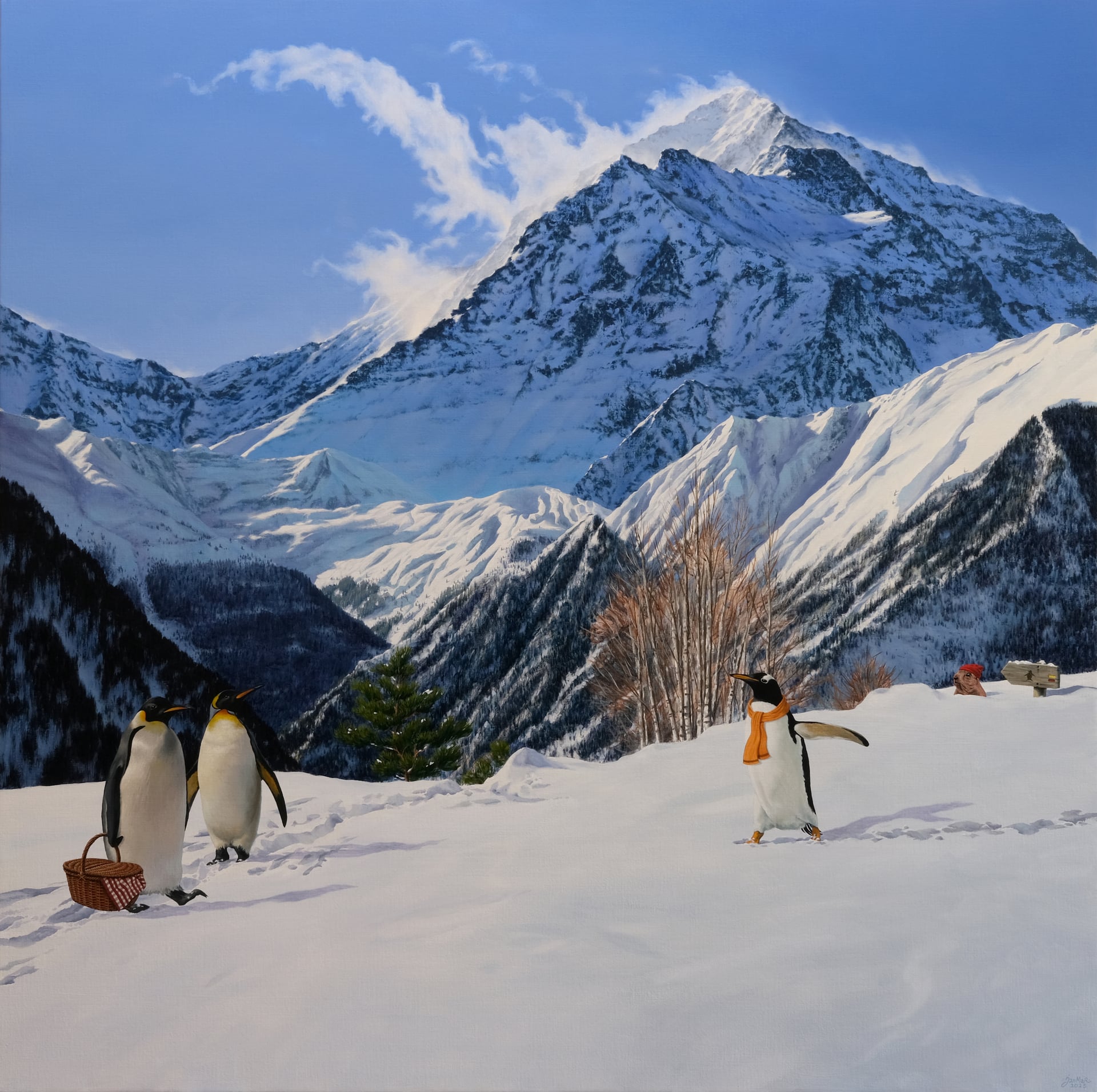 LES INVITES - Peinture à l'huile sur toile de lin, 2023 par JanMar