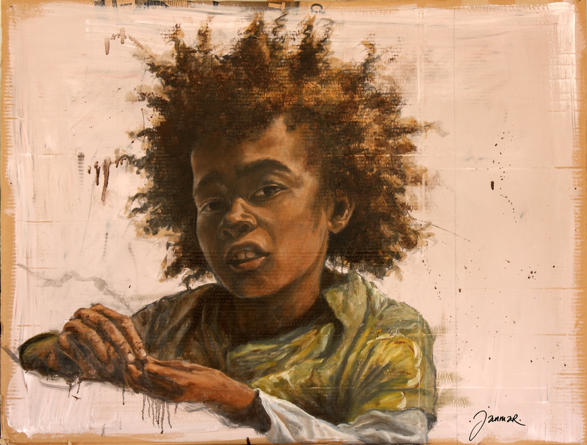 L'enfant de Madagascar - Huile sur carton, 2015 par JanMar