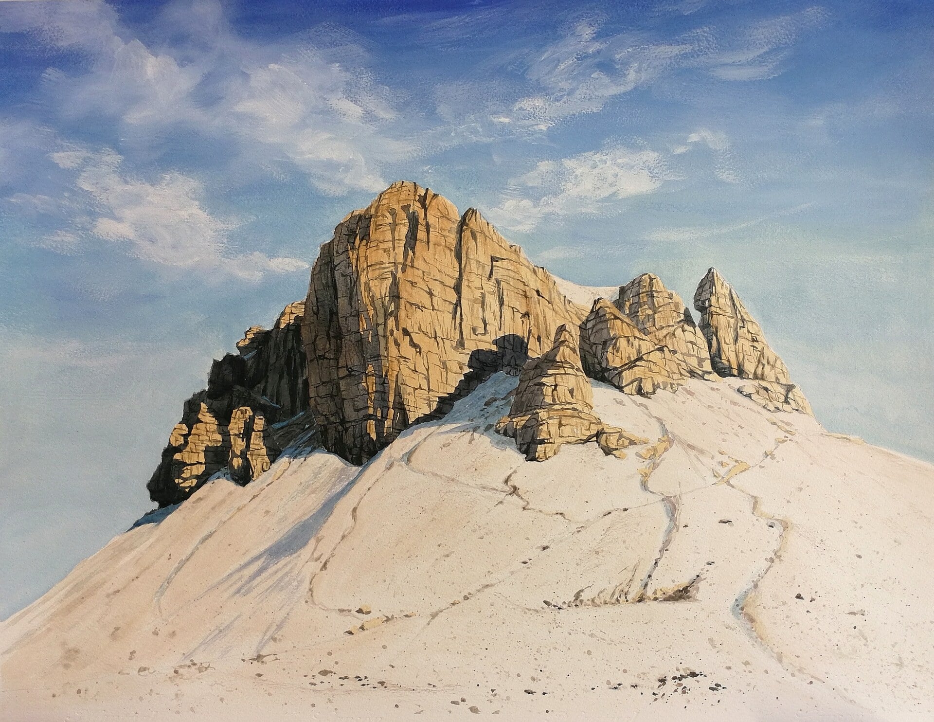 Lavaredo - Aquarelle et acrylique sur carton, 2024 par JanMar
