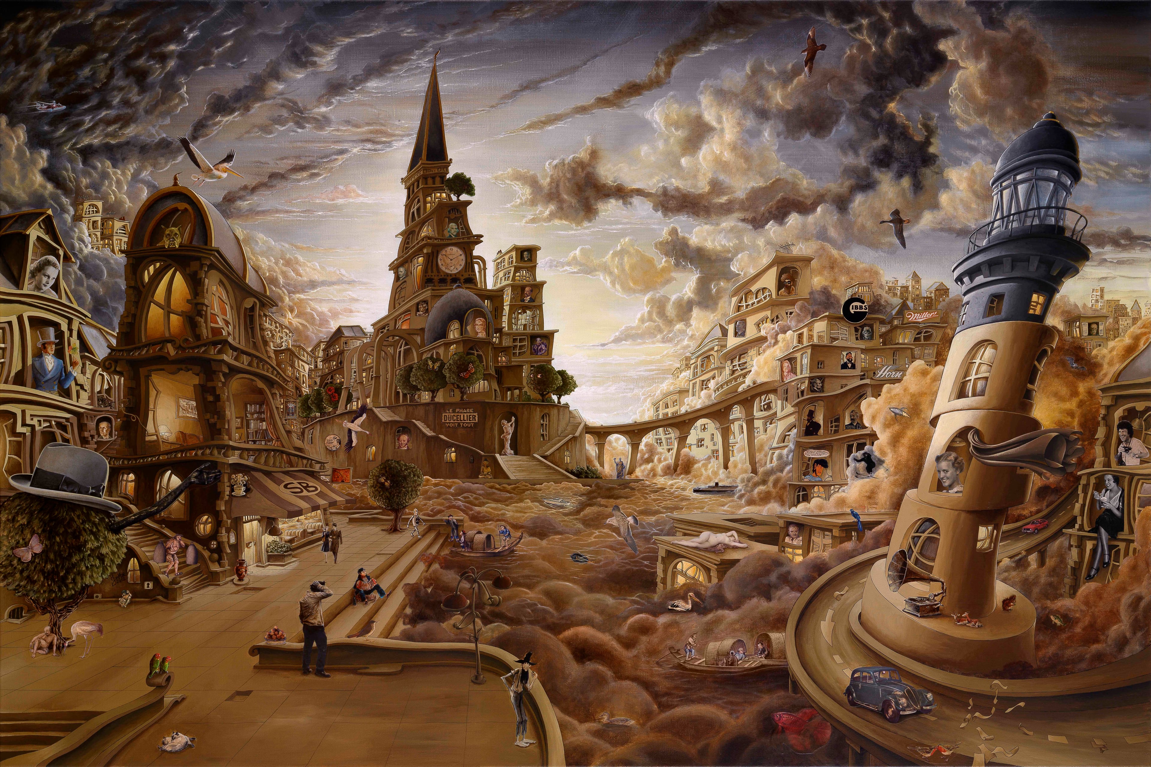 Ship&Bladebone - Peinture à l'huile et collages sur toile de lin, 2012 par JanMar